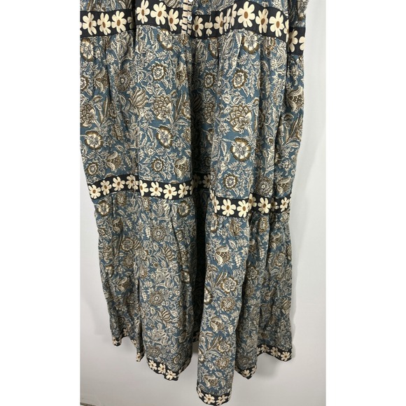 Natural Life Boho Floral Tiered Cotton Maxi Dress Button Front Midi Womens XL - Picture 6 of 14
